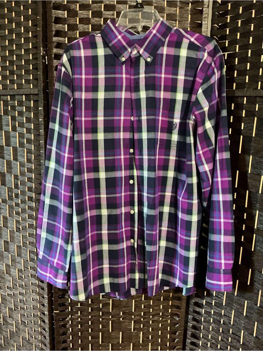 Chaps Purple Plaid Button-Down Shirt